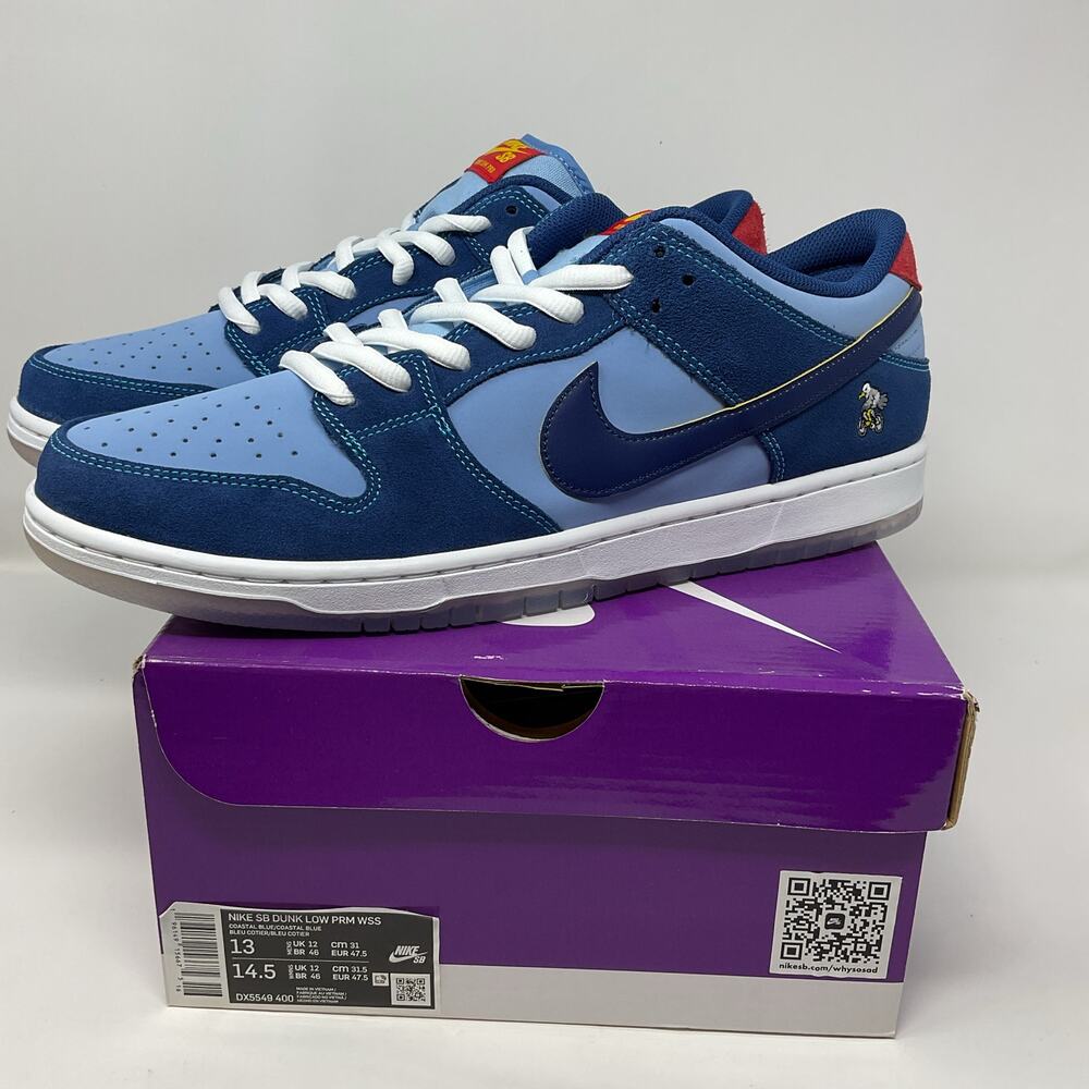 2022 Nike Sb Dunk Low Premium Why So Sad DX5549-400 Men’s size 13 Blue NEW DS - Picture 5 of 9